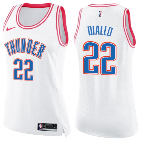 Women's Nike Oklahoma City Thunder 22 Hamidou Diallo Swingman White Pink Fashion NBA Jersey