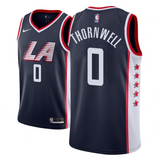 Men NBA 2018-19 Los Angeles Clippers 0 Sindarius Thornwell City Edition Navy Jersey