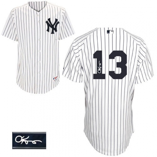 Men's Majestic New York Yankees 13 Alex Rodriguez Authentic White Home Autographed MLB Jersey