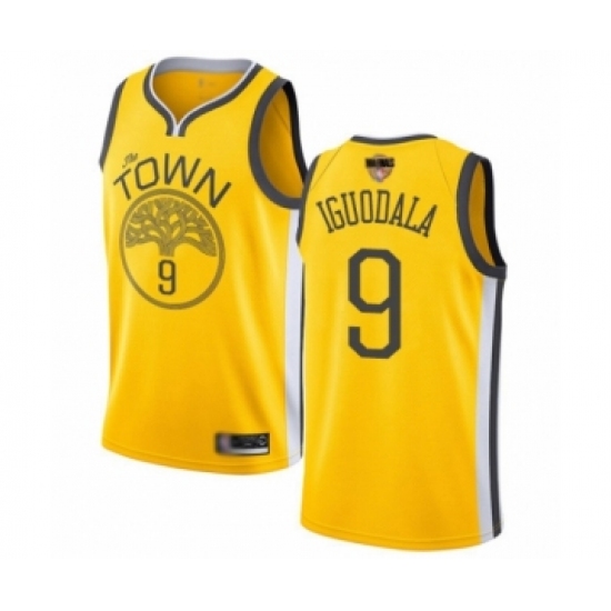 Men's Golden State Warriors 9 Andre Iguodala Yellow Swingman 2019 Basketball Finals Bound Jersey - Earned Edition