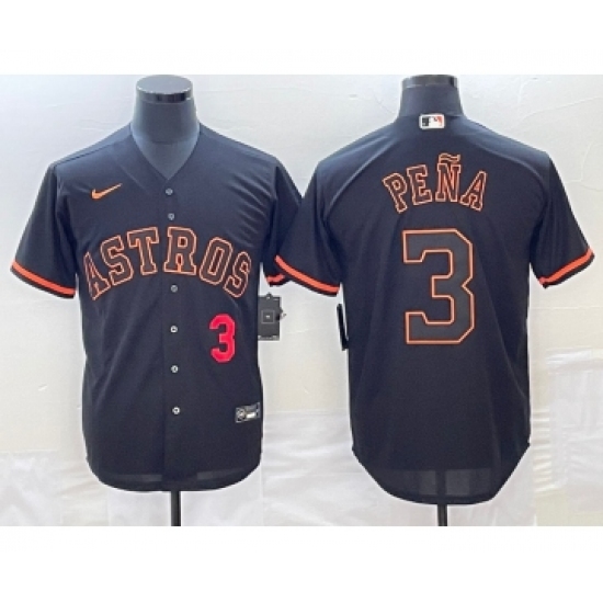 Men's Houston Astros 3 Jeremy Pena Number Lights Out Black Fashion Stitched MLB Cool Base Nike Jersey2