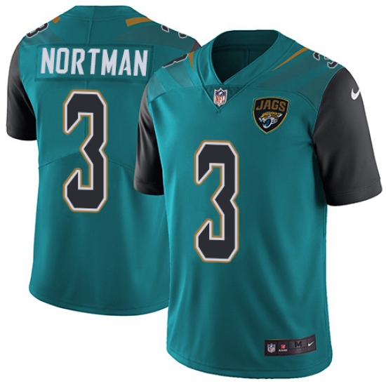 Men's Nike Jacksonville Jaguars 3 Brad Nortman Teal Green Team Color Vapor Untouchable Limited Player NFL Jersey