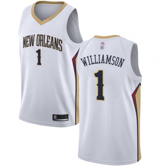 Nike New Orleans Pelicans 1 Zion Williamson White NBA Swingman Association Edition Jersey