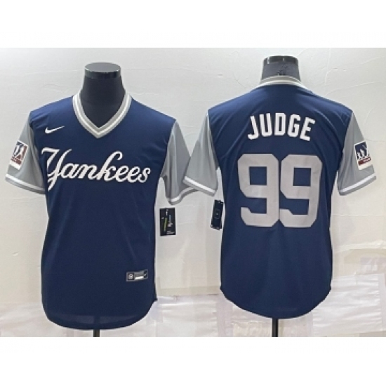Men's New York Yankees 99 Aaron Judge Judge Navy LLWS Players Weekend Stitched Nickname Nike Jersey