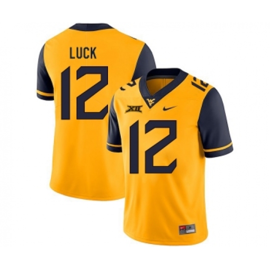 West Virginia Mountaineers 12 Oliver Luck Gold College Football Jersey