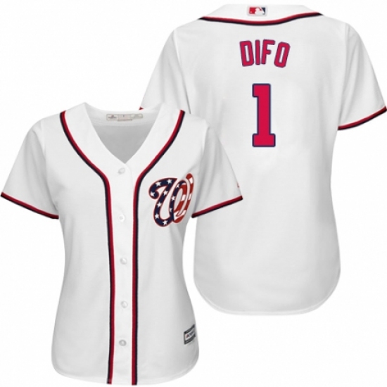 Women's Majestic Washington Nationals 1 Wilmer Difo Authentic White Home Cool Base MLB Jersey