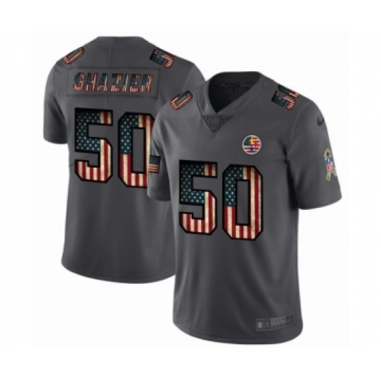 Men's Pittsburgh Steelers 50 Ryan Shazier Limited Black USA Flag 2019 Salute To Service Football Jersey