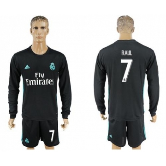 Real Madrid 7 Raul Away Long Sleeves Soccer Club Jersey