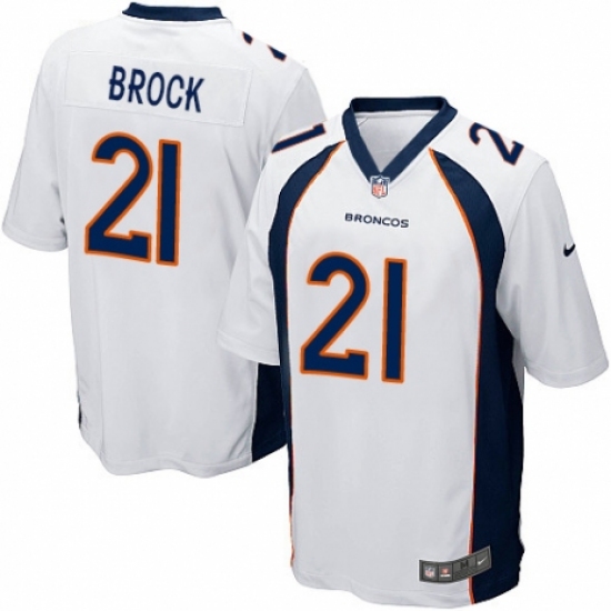 Men's Nike Denver Broncos 21 Tramaine Brock Game White NFL Jersey