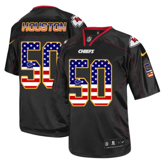Men's Nike Kansas City Chiefs 50 Justin Houston Elite Black USA Flag Fashion NFL Jersey