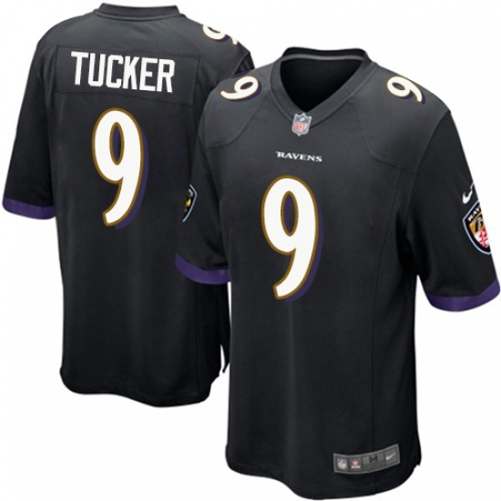 Men's Nike Baltimore Ravens 9 Justin Tucker Game Black Alternate NFL Jersey