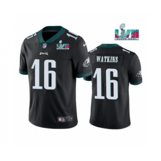 Men's Philadelphia Eagles 16 Quez Watkins Black Super Bowl LVII Vapor Untouchable Limited Stitched Jersey