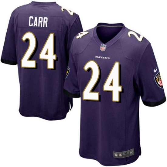 Men's Nike Baltimore Ravens 24 Brandon Carr Game Purple Team Color NFL Jersey