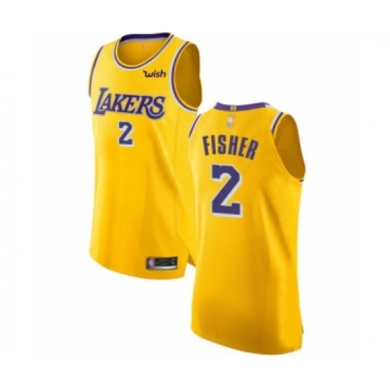 Women's Los Angeles Lakers 2 Derek Fisher Authentic Gold Home Basketball Jersey - Icon Edition