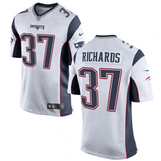 Men's Nike New England Patriots 37 Jordan Richards Game White NFL Jersey
