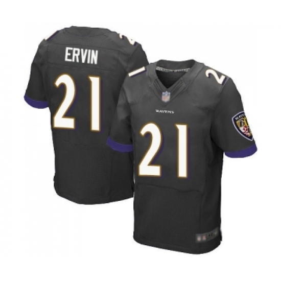Men's Baltimore Ravens 21 Tyler Ervin Elite Black Alternate Football Jersey