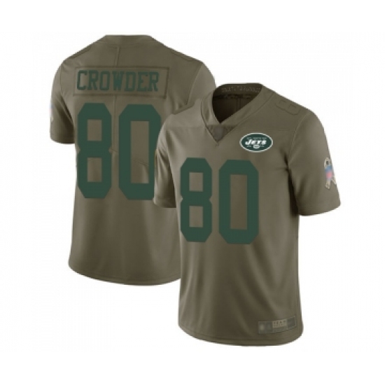 Men's New York Jets 80 Jamison Crowder Limited Olive 2017 Salute to Service Football Jersey