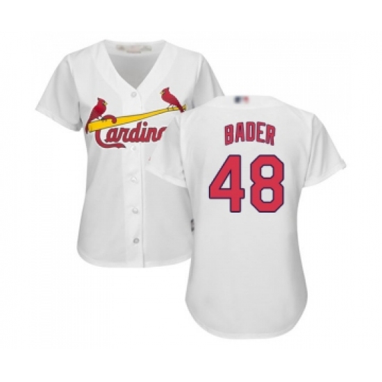 Women's St. Louis Cardinals 48 Harrison Bader Replica White Home Cool Base Baseball Jersey
