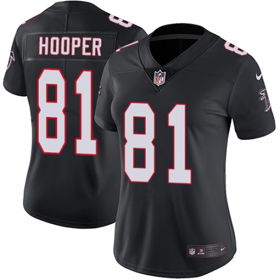 Women's Nike Atlanta Falcons 81 Austin Hooper Black Alternate Vapor Untouchable Limited Player NFL Jersey