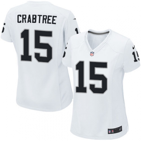 Women's Nike Oakland Raiders 15 Michael Crabtree Game White NFL Jersey