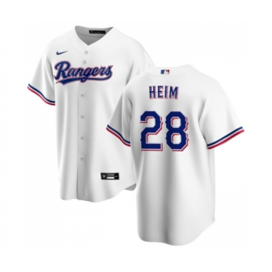 Men's Texas Rangers 28 Jonah Heim White Cool Base Stitched Baseball Jersey
