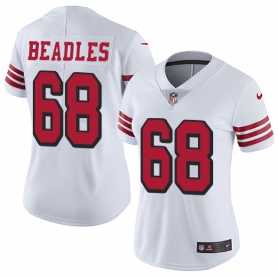 Women's Nike San Francisco 49ers 68 Zane Beadles Limited White Rush Vapor Untouchable NFL Jersey