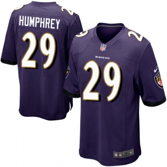 Men's Nike Baltimore Ravens 29 Marlon Humphrey Game Purple Team Color NFL Jersey