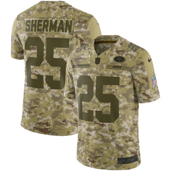 Men's Nike San Francisco 49ers 25 Richard Sherman Limited Camo 2018 Salute to Service NFL Jersey