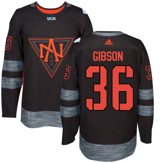 Men's Adidas Team North America 36 John Gibson Authentic Black Away 2016 World Cup of Hockey Jersey
