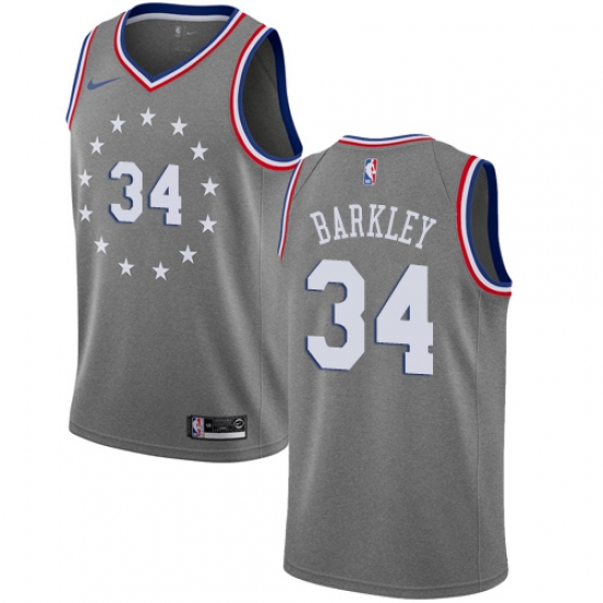 Women's Nike Philadelphia 76ers 34 Charles Barkley Swingman Gray NBA Jersey - City Edition