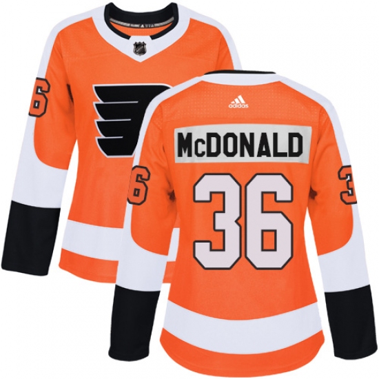 Women's Adidas Philadelphia Flyers 36 Colin McDonald Authentic Orange Home NHL Jersey