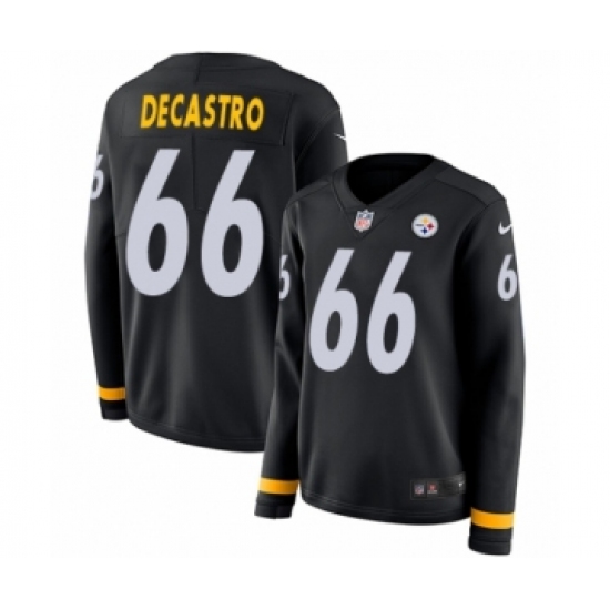 Women's Nike Pittsburgh Steelers 66 David DeCastro Limited Black Therma Long Sleeve NFL Jersey