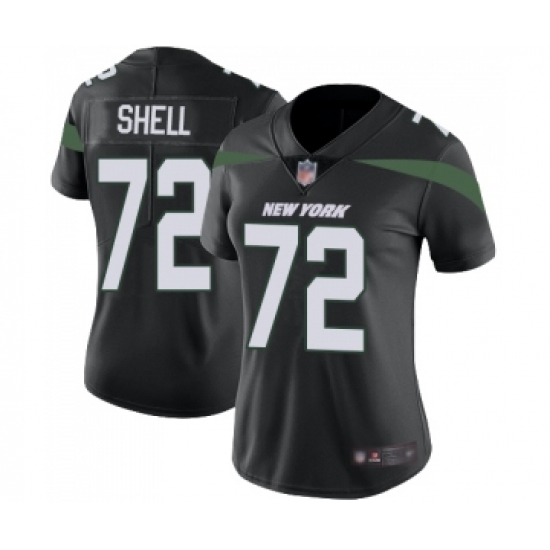 Women's New York Jets 72 Brandon Shell Black Alternate Vapor Untouchable Limited Player Football Jersey
