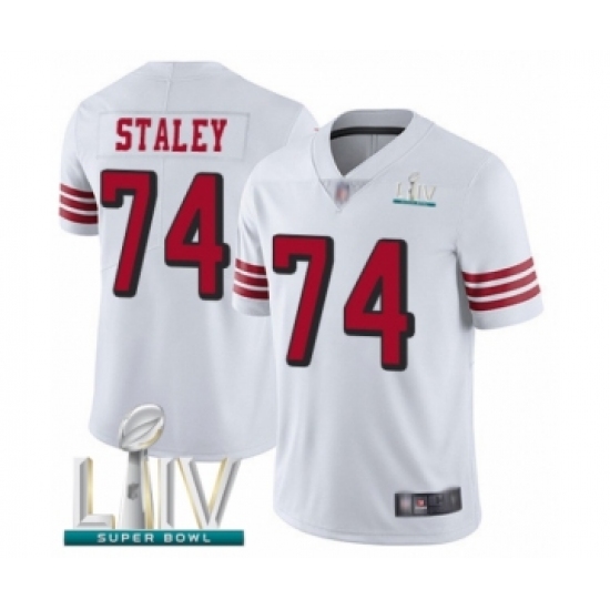 Men's San Francisco 49ers 74 Joe Staley Limited White Rush Vapor Untouchable Super Bowl LIV Bound Football Jersey