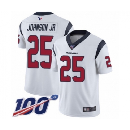 Men's Houston Texans 25 Duke Johnson Jr White Vapor Untouchable Limited Player 100th Season Football Jersey
