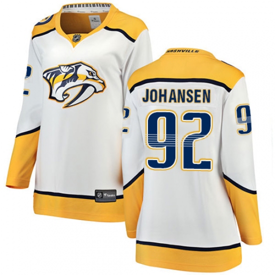 Women's Nashville Predators 92 Ryan Johansen Fanatics Branded White Away Breakaway NHL Jersey