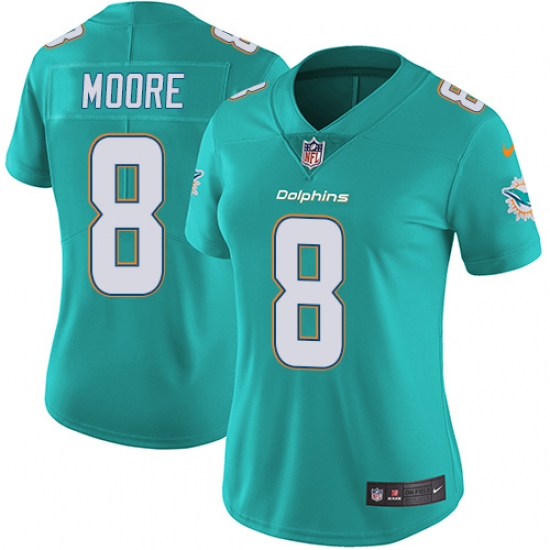 Women's Nike Miami Dolphins 8 Matt Moore Aqua Green Team Color Vapor Untouchable Limited Player NFL Jersey