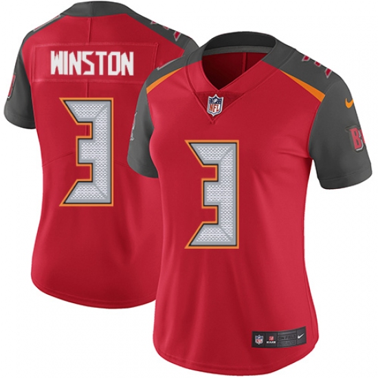 Women's Nike Tampa Bay Buccaneers 3 Jameis Winston Red Team Color Vapor Untouchable Limited Player NFL Jersey