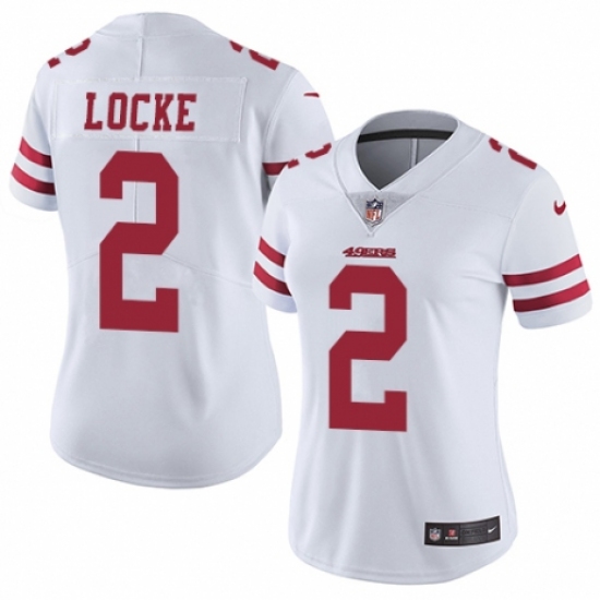 Women's Nike San Francisco 49ers 2 Jeff Locke White Vapor Untouchable Limited Player NFL Jersey