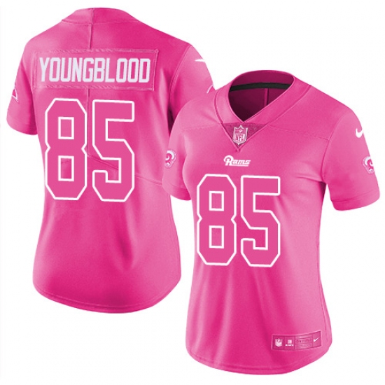 Women's Nike Los Angeles Rams 85 Jack Youngblood Limited Pink Rush Fashion NFL Jersey