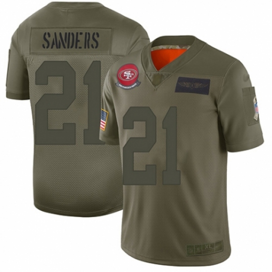 Men's San Francisco 49ers 21 Deion Sanders Limited Camo 2019 Salute to Service Football Jersey