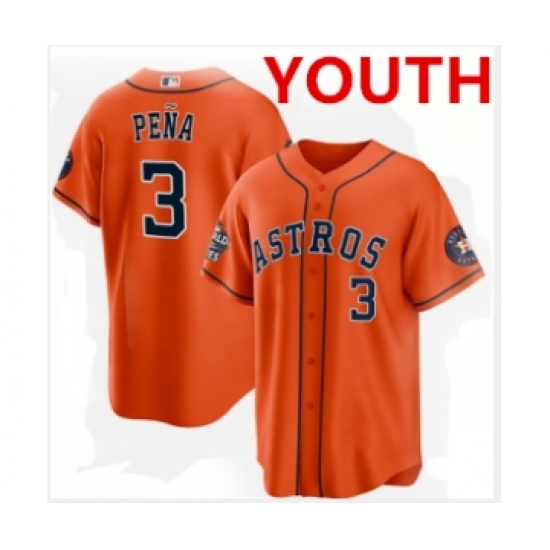 Youth Houston Astros 3 Jeremy Pe?a Orange 2022 World Series Home Stitched Baseball Jersey