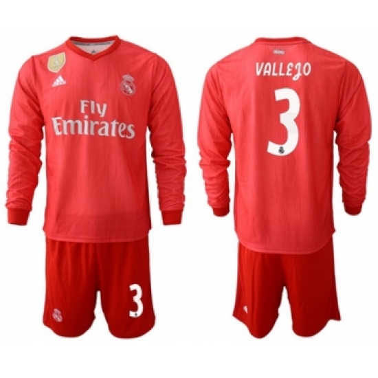 Real Madrid 3 Vallejo Third Long Sleeves Soccer Club Jersey
