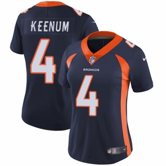 Women's Nike Denver Broncos 4 Case Keenum Navy Blue Alternate Vapor Untouchable Limited Player NFL Jersey