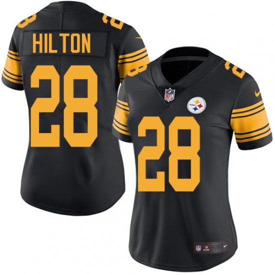 Women's Nike Pittsburgh Steelers 28 Mike Hilton Limited Black Rush Vapor Untouchable NFL Jersey