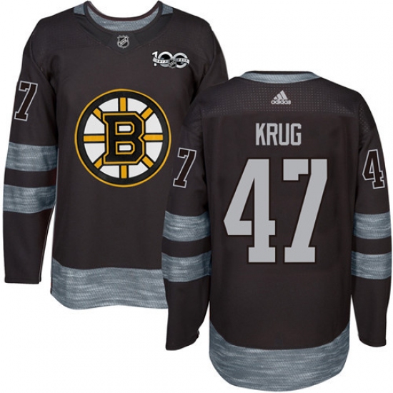 Men's Adidas Boston Bruins 47 Torey Krug Authentic Black 1917-2017 100th Anniversary NHL Jersey