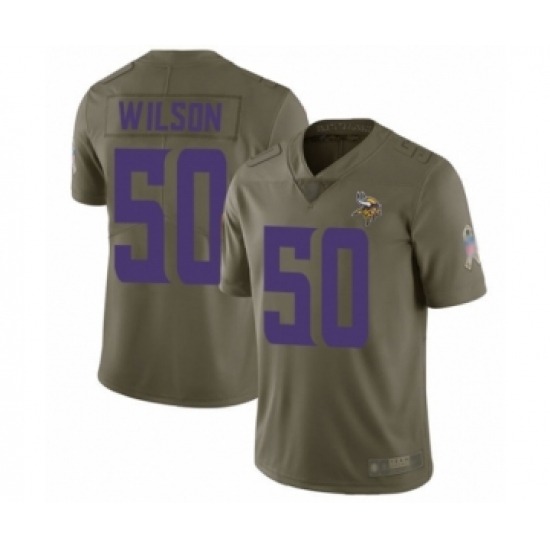 Men's Minnesota Vikings 50 Eric Wilson Limited Olive 2017 Salute to Service Football Jersey
