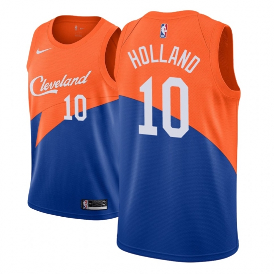Men NBA 2018-19 Cleveland Cavaliers 10 John Holland City Edition Blue Jersey