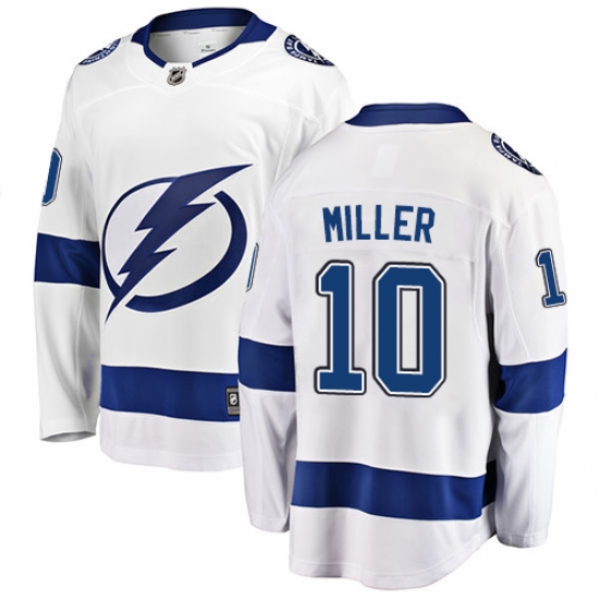 Men's Tampa Bay Lightning 10 J.T. Miller Fanatics Branded White Away Breakaway NHL Jersey - Click Image to Close