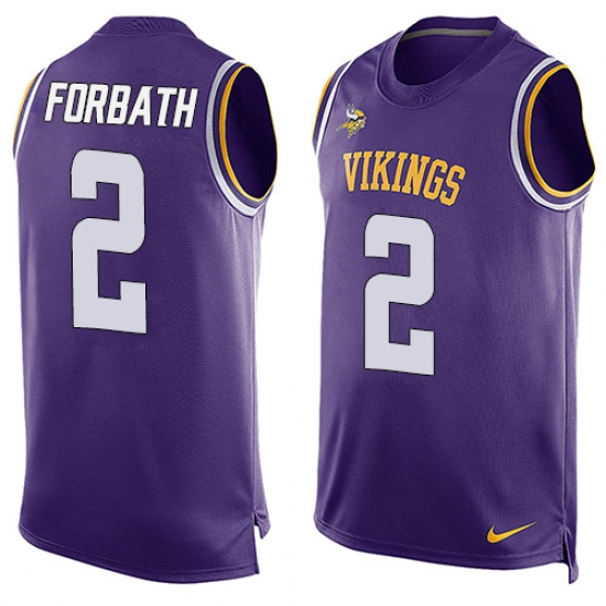 Men's Nike Minnesota Vikings 2 Kai Forbath Limited Purple Player Name & Number Tank Top NFL Jersey